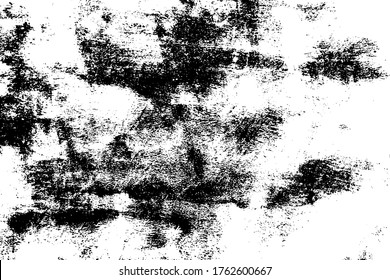 Fondo negro y blanco. La textura oscura está sucia. Efecto oxidación. Textura superpuesta angustiada de rajaduras. Ilustración vectorial de semitono, Eps 10.