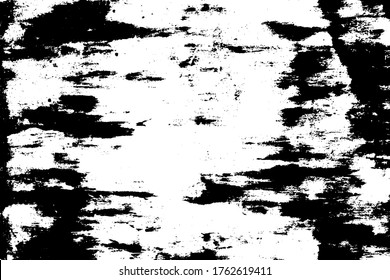 Fondo negro y blanco. La textura oscura está sucia. Efecto oxidación. Textura superpuesta angustiada de rajaduras. Ilustración vectorial de semitono, Eps 10.