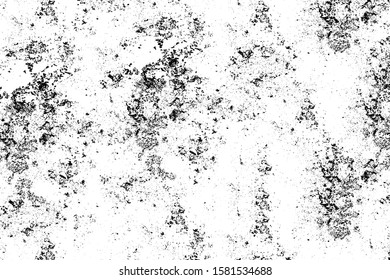 Grunge background black and white. Monochrome texture. Vector pattern of cracks, chips, scuffs. Abstract vintage surface