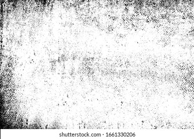 Grunge background black and white. Monochrome texture. Vector pattern of cracks, chips, scuffs. Abstract vintage surface