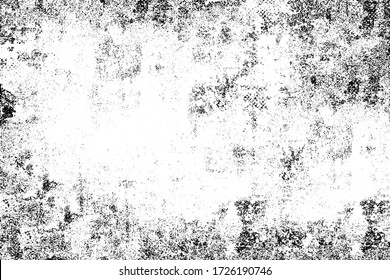 Grunge background black and white. Monochrome texture. Vector pattern of cracks, chips, scuffs. Abstract vintage surface