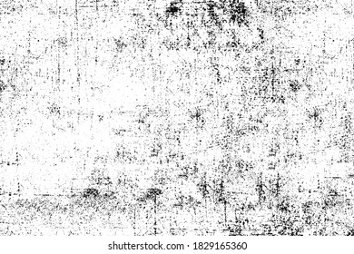 Grunge background black and white. Monochrome texture. Vector pattern of cracks, chips, scuffs. Abstract vintage surface