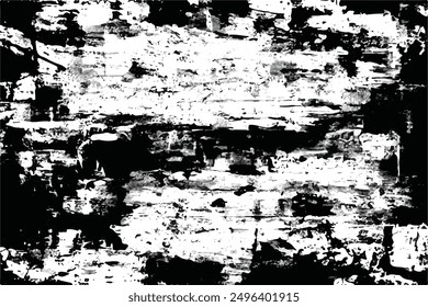 Grunge background black and white. Monochrome texture. Vector pattern of cracks, chips, scuffs. Grainy Grunge Background. Dirty in stains and dust surface.