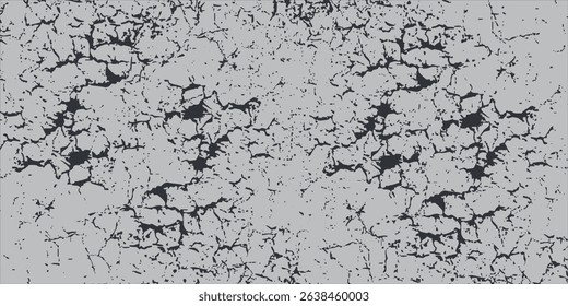 Grunge background black and white. Monochrome texture. Vector pattern of cracks, chips, scuffs. Abstract vintage surface