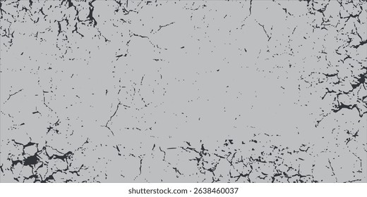 Grunge background black and white. Monochrome texture. Vector pattern of cracks, chips, scuffs. Abstract vintage surface