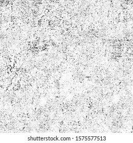 Grunge background black and white. Pattern of scratches, chips, scuffs. Abstract monochrome worn texture. Old dirty surface. Vintage vector clipart