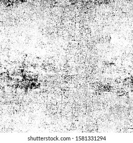 Grunge background black and white. Pattern of scratches, chips, scuffs. Abstract monochrome worn texture. Old dirty surface. Vintage vector clipart