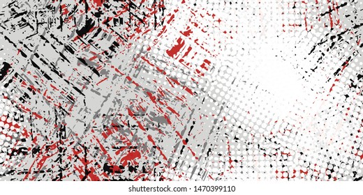 Grunge background black, white, red. Abstract seamless vector texture