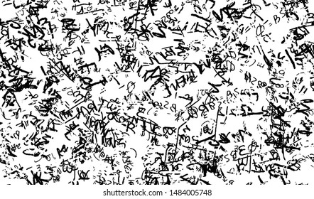 Grunge background black and white. Seamless abstract texture of scratches, chipping, scuffs. Gloomy dirty vintage surface