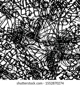 Grunge background black and white seamless. Abstract monochrome vector pattern. Template for printing on fabric, creating websites