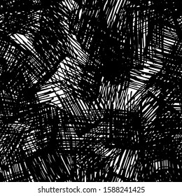 Grunge background black and white seamless. Abstract monochrome vector pattern. Template for printing on fabric, creating websites