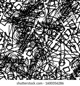 Grunge background black and white seamless. Abstract monochrome vector pattern. Template for printing on fabric, creating websites