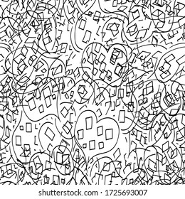 Grunge background black and white seamless. Abstract monochrome texture. Chaotic pattern monochrome