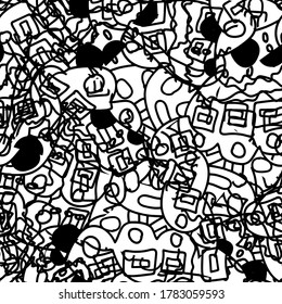Grunge background black and white seamless. Abstract monochrome texture. Chaotic pattern monochrome