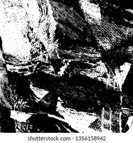 Grunge background black and white. Texture of destruction and scratches. The abstract surface is worn. Vintage pattern of chips and scuffs. Vintage old place