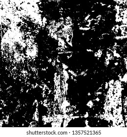 Grunge background black and white. Texture of destruction and scratches. The abstract surface is worn. Vintage pattern of chips and scuffs. Vintage old place