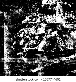 Grunge background black and white. Texture of destruction and scratches. The abstract surface is worn. Vintage pattern of chips and scuffs. Vintage old place