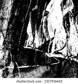 Grunge background black and white. Texture of destruction and scratches. The abstract surface is worn. Vintage pattern of chips and scuffs. Vintage old place