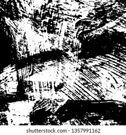 Grunge background black and white. Texture of destruction and scratches. The abstract surface is worn. Vintage pattern of chips and scuffs. Vintage old place