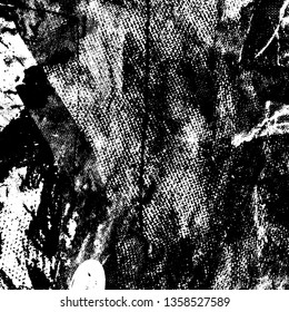 Grunge background black and white. Texture of destruction and scratches. The abstract surface is worn. Vintage pattern of chips and scuffs. Vintage old place