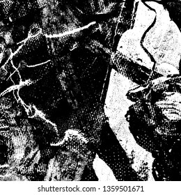 Grunge background black and white. Texture of destruction and scratches. The abstract surface is worn. Vintage pattern of chips and scuffs. Vintage old place