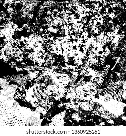 Grunge background black and white. Texture of destruction and scratches. The abstract surface is worn. Vintage pattern of chips and scuffs. Vintage old place
