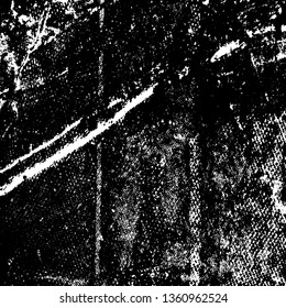 Grunge background black and white. Texture of destruction and scratches. The abstract surface is worn. Vintage pattern of chips and scuffs. Vintage old place