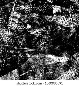 Grunge background black and white. Texture of destruction and scratches. The abstract surface is worn. Vintage pattern of chips and scuffs. Vintage old place