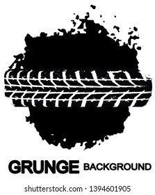 Grunge background black and white. The texture of the imprint of tires