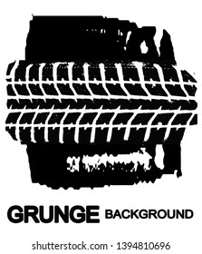 Grunge background black and white. The texture of the imprint of tires