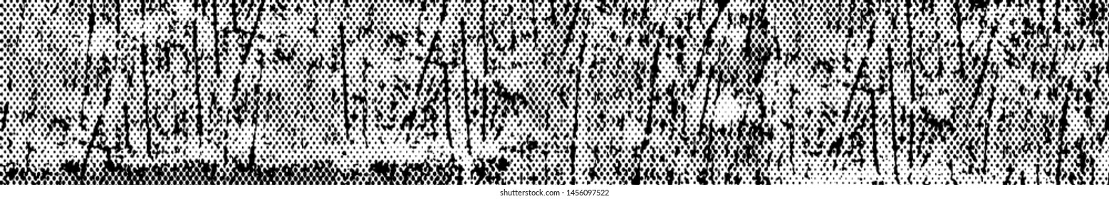 Grunge background black and white. The texture is abstract monochrome. Vector pattern of spots, scratches, lines, dots