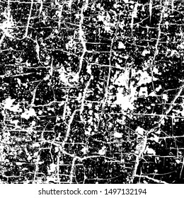 Grunge background black and white. Texture of scratches, chips, scuffs, cracks. Old vintage worn surface