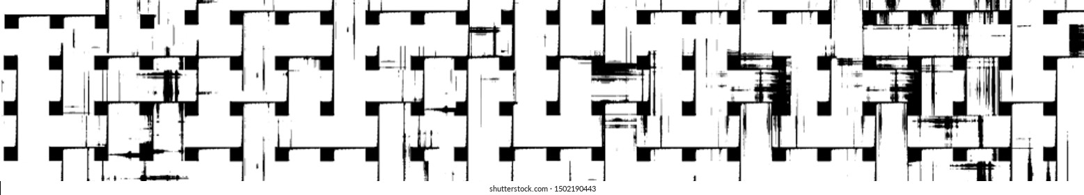 Grunge background black and white. The texture is abstract monochrome. Vector pattern of spots, scratches, lines, dots