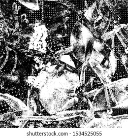 Grunge background black and white. Texture of scratches, chips, cracks, dirt. Abstract monochrome surface. Dirty worn-out surface
