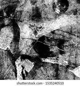 brüchiger Hintergrund, schwarz-weiß. Textur der Kratzer, Chips, Risse, Schmutz. Abstrakte monochrome Oberfläche. Schmutzige abgenutzte Oberfläche