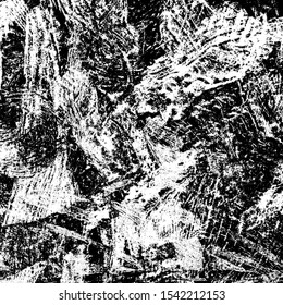 Grunge background black and white. Texture of scratches, chips, cracks, dirt. Abstract monochrome surface. Dirty worn-out surface