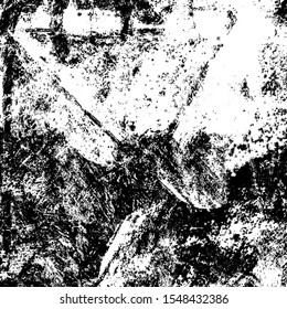Grunge background black and white. Texture of scratches, chips, cracks, dirt. Abstract monochrome surface. Dirty worn-out surface