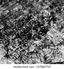Grunge background black and white. Texture of scratches, chips, cracks, dirt. Abstract monochrome surface. Dirty worn-out surface
