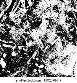 Grunge background black and white. Texture of scratches, chips, cracks, dirt. Abstract monochrome surface. Dirty worn-out surface
