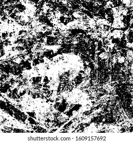 Grunge background black and white. Texture of scratches, chips, cracks, dirt. Abstract monochrome surface. Dirty worn-out surface