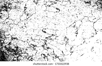 Fondo negro y blanco. Textura de patatas fritas, grietas, arañazos, polvos, suciedad. Superficie monocromática oscura. Patrón vectorial vintage antiguo