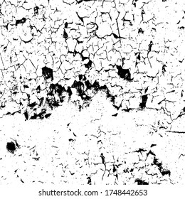 Grunge background black and white. Texture of chips, cracks, scratches, scuffs, dust, dirt. Dark monochrome surface. Old vintage vector pattern