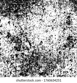 brüchiger Hintergrund, schwarz-weiß. Textur von Chips, Risse, Kratzer, Schellen, Staub, Schmutz. Dunkle monochrome Oberfläche. Altes Vintage-Vektormuster