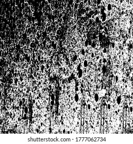 Grunge background black and white. Texture of chips, cracks, scratches, scuffs, dust, dirt. Dark monochrome surface. Old vintage vector pattern	
