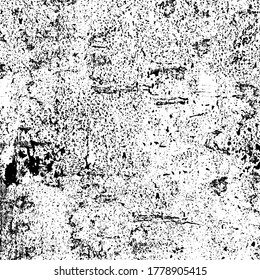 Grunge background black and white. Texture of chips, cracks, scratches, scuffs, dust, dirt. Dark monochrome surface. Old vintage vector pattern