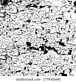 Grunge background black and white. Texture of chips, cracks, scratches, scuffs, dust, dirt. Dark monochrome surface. Old vintage vector pattern