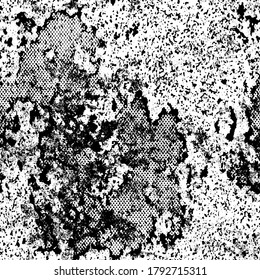 Grunge background black and white. Texture of chips, cracks, scratches, scuffs, dust, dirt. Dark monochrome surface. Old vintage vector pattern	
