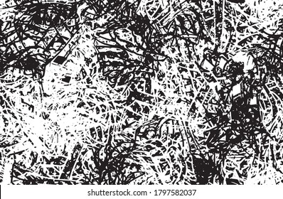 Grunge background black and white. Texture of chips, cracks, scratches, scuffs, dust, dirt. Dark monochrome surface. Old vintage vector pattern