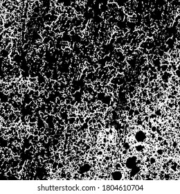 Grunge background black and white. Texture of chips, cracks, scratches, scuffs, dust, dirt. Dark monochrome surface. Old vintage vector pattern