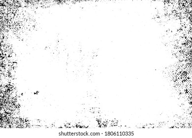 Fondo negro y blanco. Textura de patatas fritas, grietas, arañazos, polvos, suciedad. Superficie monocromática oscura. Patrón vectorial vintage antiguo	